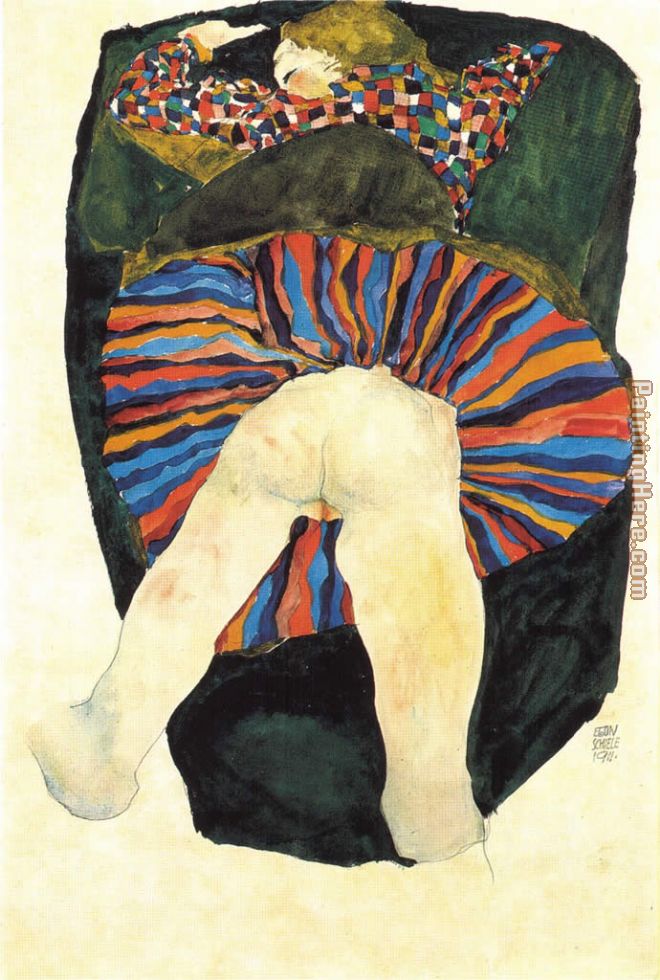 Vast half bare woman 1911 painting - Egon Schiele Vast half bare woman 1911 art painting